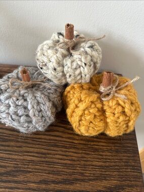 Crochet pumpkin decor - fall decor - handmade knit pumpkins - thanksgiving decor